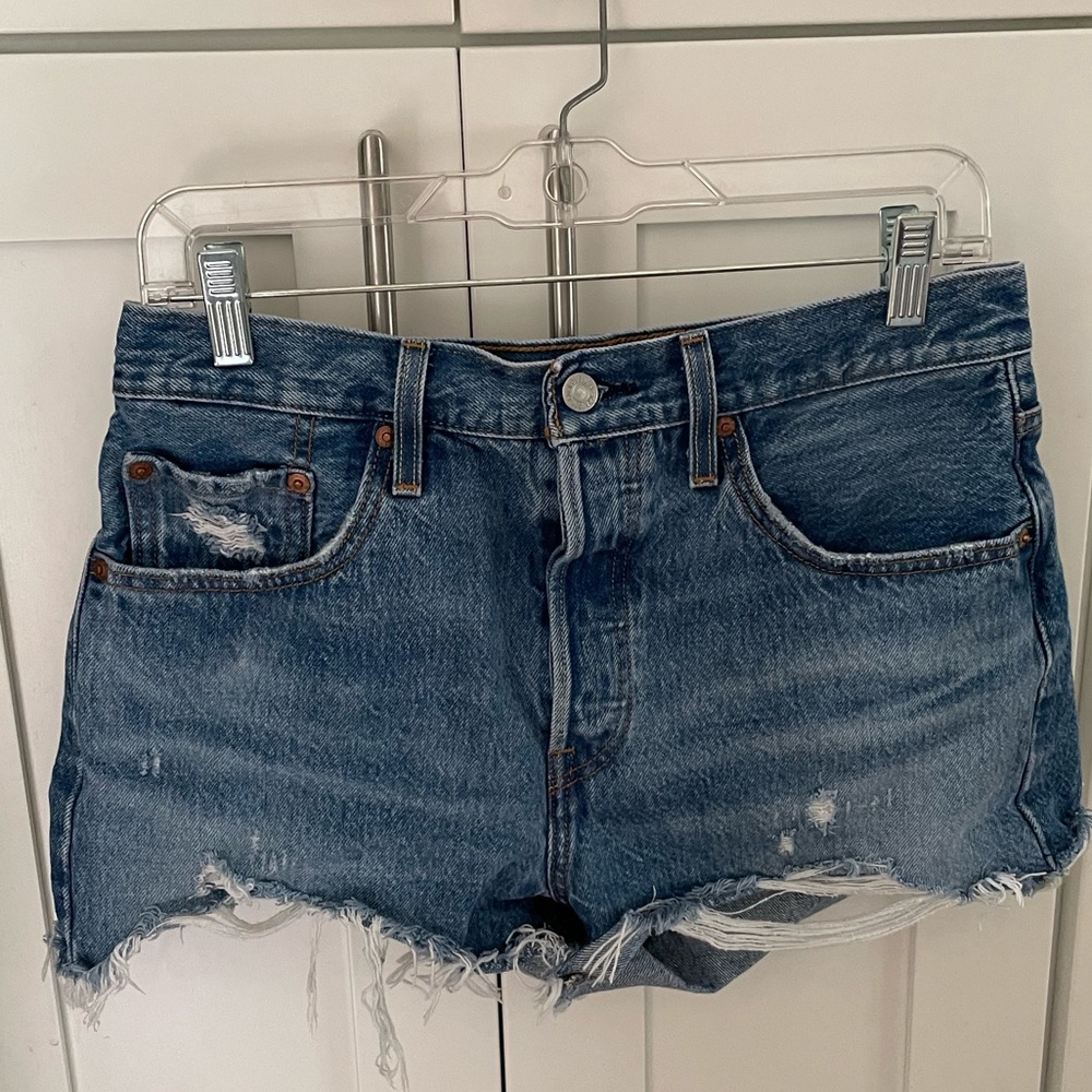 Levis high rise original denim shorts